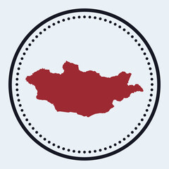 Mongolia round stamp. Round logo with country map and title. Stylish minimal Mongolia badge with map. Vector illustration.