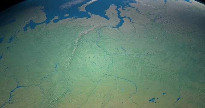 Ob river in planet Earth, aerial view from outer space