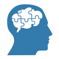 Silhouette of head man with puzzle pieces in the brain.icon brain concept, vector illustration.