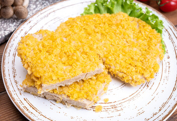 Vegetarian schnitzel  made from grains, soybeans, vegetables and legumes
