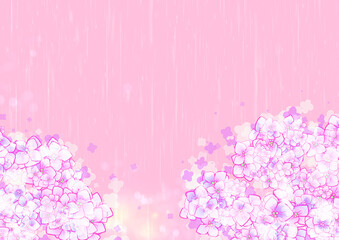 Fantastic hydrangea and rain background