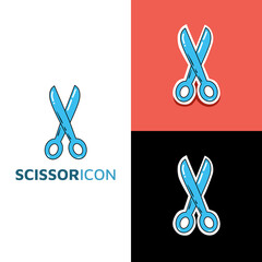 Scissor kawaii icon logo. Back to school cute cartoon hand drawn doodle icon sticker