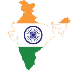 Map Flag of India isolated on white background. Vector illustration eps 10