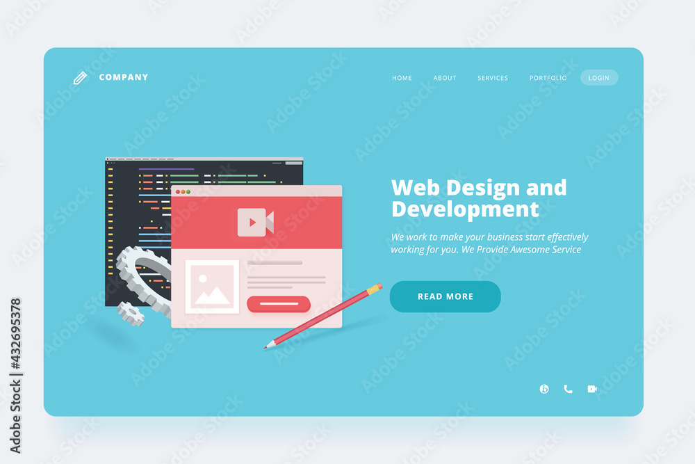 Wall mural web design template. vector illustration concept of website or landing page design for web design an