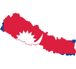 Fototapeta na wymiar Map Flag of Nepal isolated on white background. Vector illustration eps 10