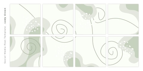 Social Media post template. Set of social media template with green feminine design