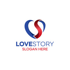 heart logo red blue color combination