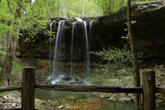 Water Falling Over A Cliff In The Park