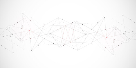 Abstract polygonal background with connecting dots and lines. Global network connection, digital technology and communication concept