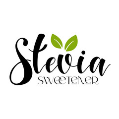 Stevia Organic food label. Vector elements for organic, bio, ecology natural design