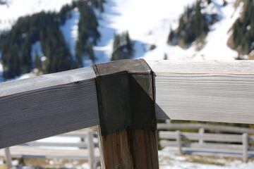 wooden bridge in snow