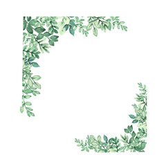 Green leaf, watercolor, wedding, frame herbal, illustration, geometric frame.watercolor green leaf frame.eucalyptus.