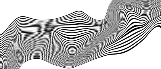 Black and white twisted stripes abstract background. Optical art abstract background wave design black and white