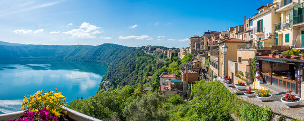 Scenic sight in Castel Gandolfo, with the Albano lake, in the province of Rome, Lazio, central...