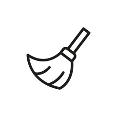 Broom vector icon in line design style.