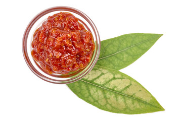 Adjika, tradtional georgian sauce, isolated on white background. High resolution image