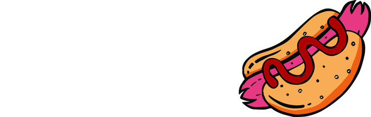 Hotdog hand draw watercolor tasty close up  streel food isolated. Vector illustration