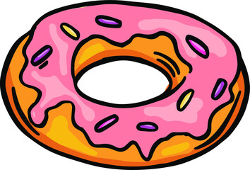 donut with rainbow sprinkles. Cute vector illustration. Vector illustration