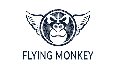 Fototapeta premium flying monkey logo icon design. black illustration