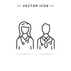Female and male doctor line icon. Isolated vector on white background.