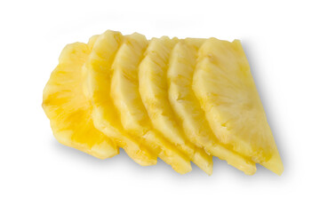 Pineapple slices on a white background. Fruits.