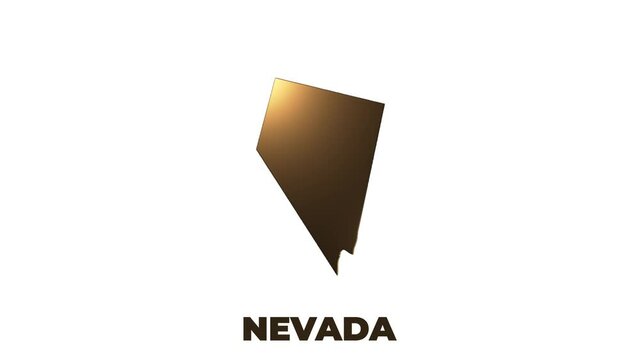 Nevada State of the United States of America. Animated 3d gold location marker on the map. Easy to use with screen transparency mode on your video.