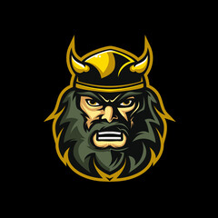 Viking Head Logo design. Viking Warrior fitness logo vector