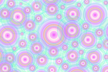 Pastel Green and Purple Seamless Chaotic Circles Pattern for Abstract Background	