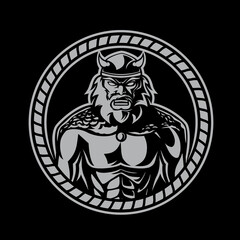Naklejka na ściany i meble Viking Logo design. Viking Warrior fitness logo vector