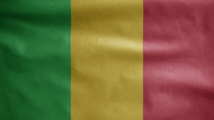 Obraz premium Malian flag waving in the wind. Close up of Mali banner blowing soft silk.