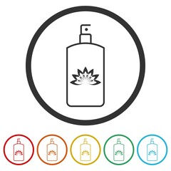 Lotus flower perfume bottle ring icon color set