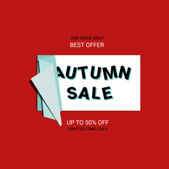 Autumn Sale banner. Sale offer price sign. Brush vector banner. Discount text. Vector