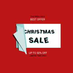 Christmas Sale banner. Sale offer price sign. Brush vector banner. Discount text. Vector