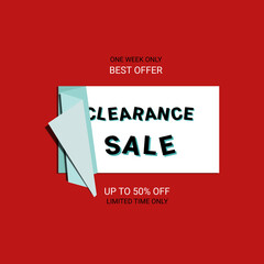 Clearance Sale banner. Sale offer price sign. Brush vector banner. Discount text. Vector