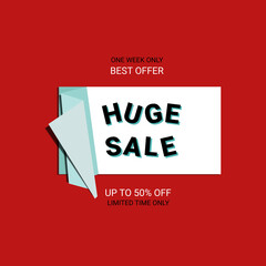 Huge Sale banner. Sale offer price sign. Brush vector banner. Discount text. Vector