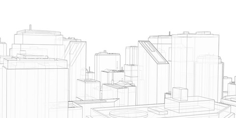 City skyscrapers .Big cities cityscapes and buildings .Architectural sketch.Illustration .