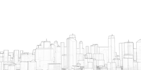 Architectural sketch.City skyscrapers .Big cities cityscapes and buildings .Illustration .