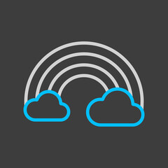 Rainbow and cloud vector icon on dark background