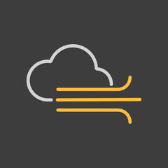 Cloudy and wind vector icon on dark background