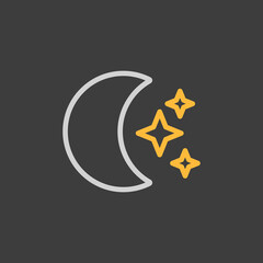 Moon and star vector icon on dark background