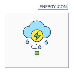 Thunderstorm energy color icon. Getting power from electrical storms. Electricity. Renewable energy concept. Isolated vector illustration