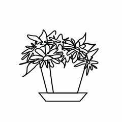 A flower in a pot, a plant in the interior. Part of a set of furniture and interior accessories. Isolated vector objects.