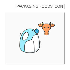 Milk color icon. Large milk bottle. Protection, tampering resistance from bacteria. Packing food concept. Isolated vector illustration