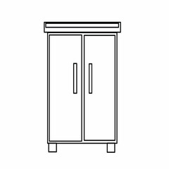 Wardrobe, dressing room, chest of drawers, console, shelving, loft, minimalism, mirror, furniture in the hallway, living room, tv, interior. Part of a set of furniture and interior accessories. 