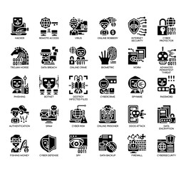 Set of Cyber Robbery thin line and pixel perfect icons for any web and app project.