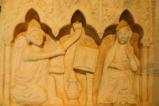 anunciacion,tumulo de Rui Pires Alfageme, siglo XV, originalmente en el convento de San Francisco, museo de Evora,Evora,Alentejo,Portugal, europa