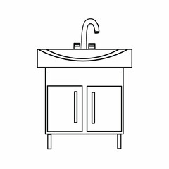 Washbasin, sink, shower, bath, bathroom. Part of a set of furniture and interior accessories. Isolated vector objects.
