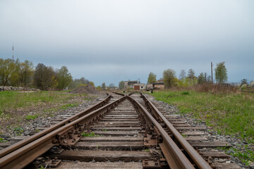 Obraz premium Transportation railroad in the industrial park 