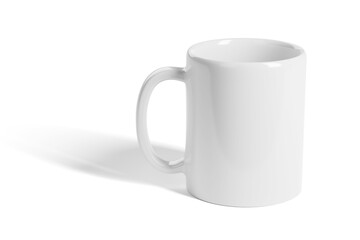 Blank white mug mock-up isolated on white. 3D rendering.