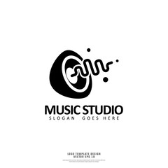 Music studio logo design template isolated on white background